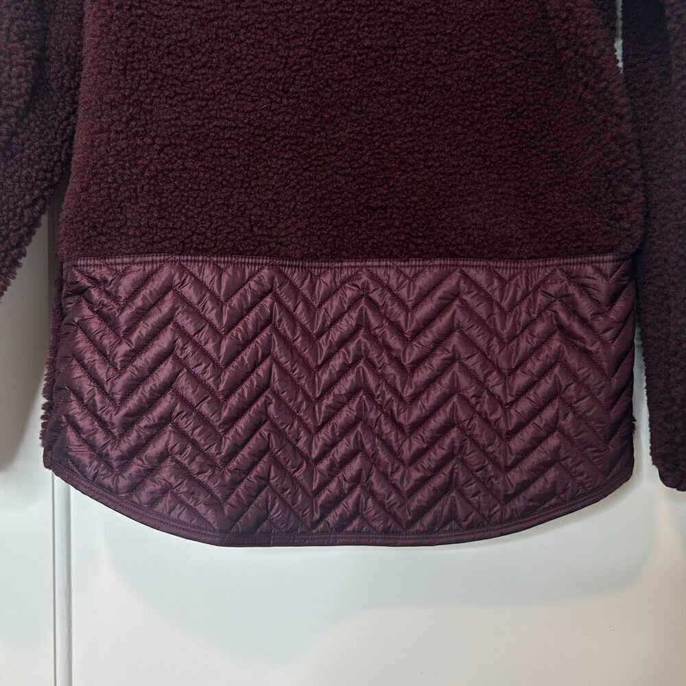 Athleta Cozy Sherpa Snap Sweatshirt Fleece Pullover Size XS Spiced Cabernet - Picture 8 of 12